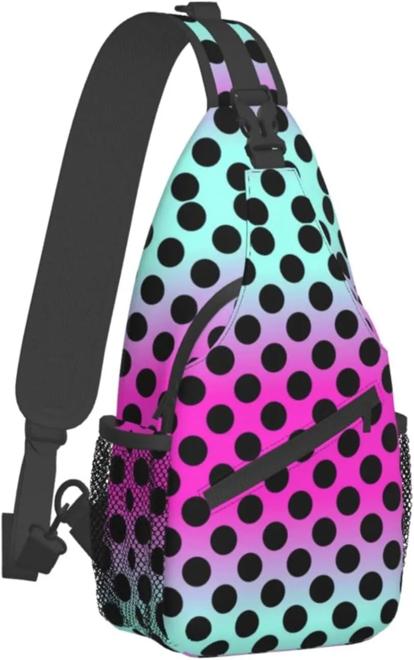 Cute Red White Polka Dot Sling Backpack Chest Bag Crossbody Shoulder Bag Travel Hiking Daypack For Men Women