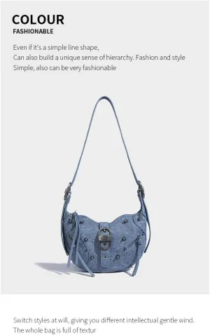 Cute Top Handle Bags for Women, Fashion Crossbody Shoulder Handbags Aesthetic Top Handle Bag Grunge Daily Sling Purse (Cowboy blue)