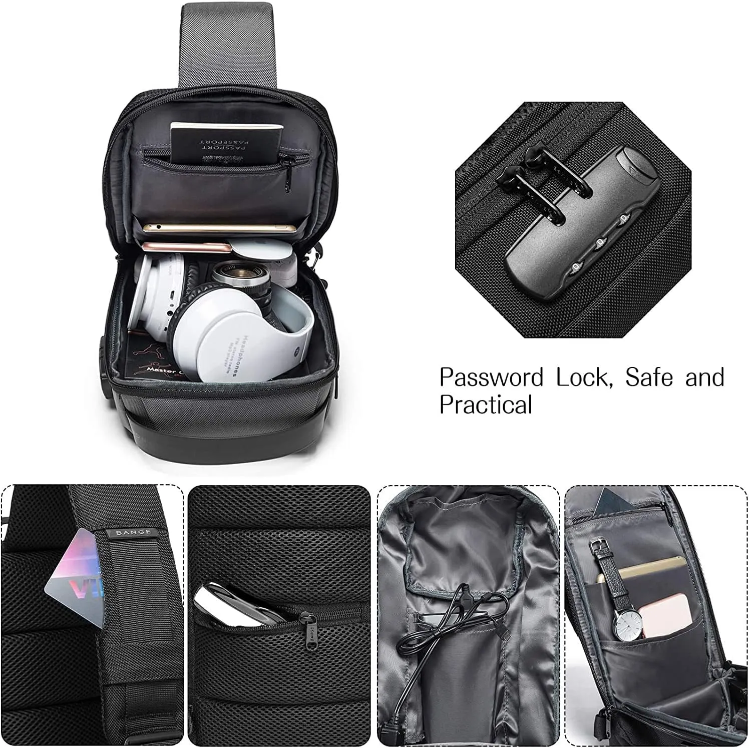 Cydmoty New Carbon Fiber Streamline Anti-Theft Sling Bag
