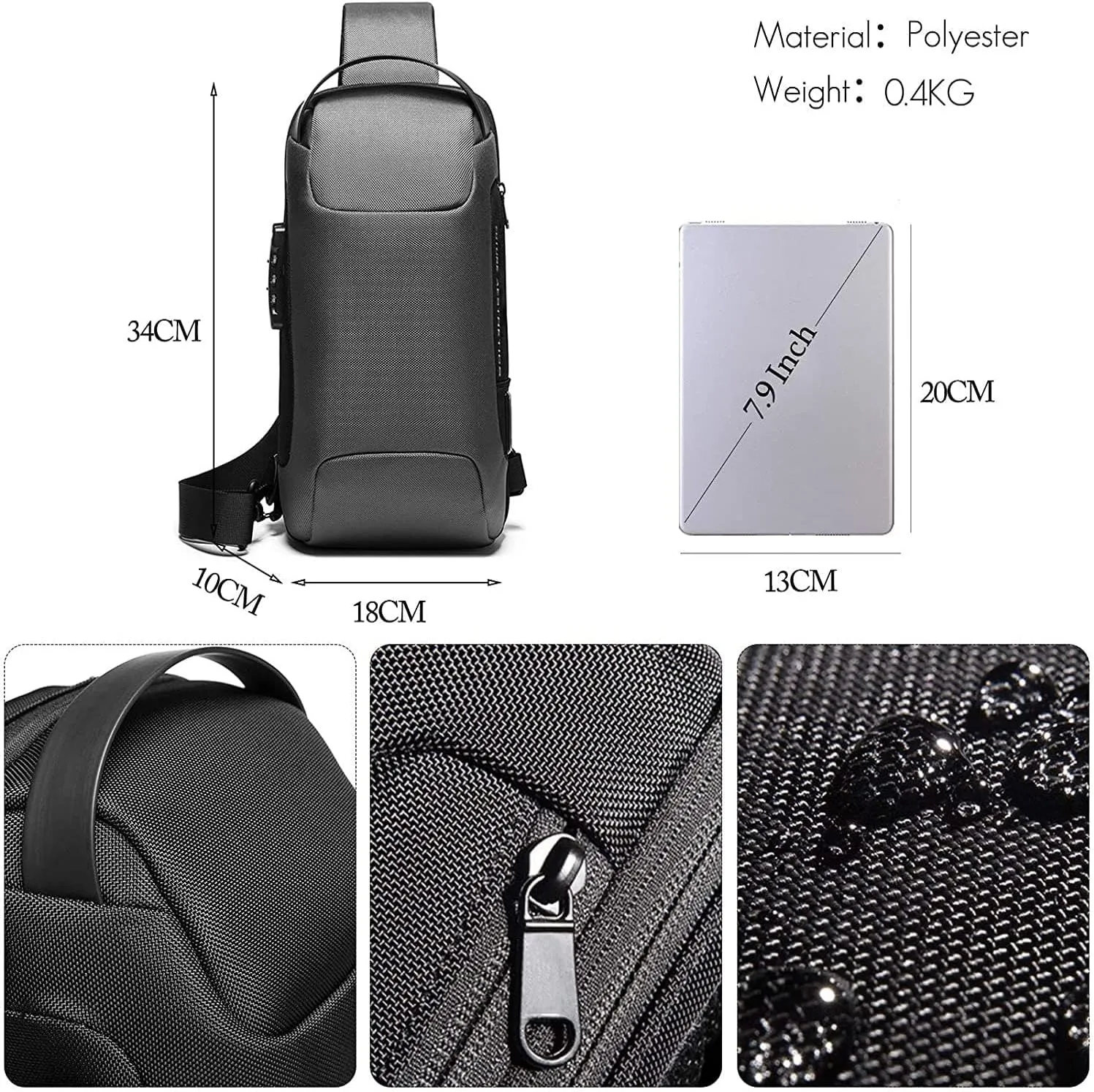 Cydmoty New Carbon Fiber Streamline Anti-Theft Sling Bag