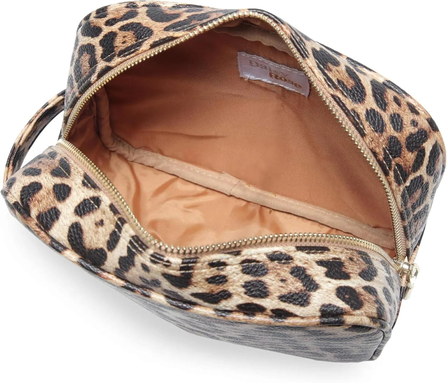 Daisy Rose Cosmetic Toiletry Bag | PU Vegan Leather Travel Bag - Leopard