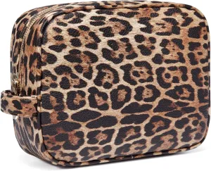 Daisy Rose Cosmetic Toiletry Bag | PU Vegan Leather Travel Bag - Leopard
