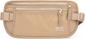 DAITET Money Belt - Passport Holder Secure Hidden Travel Wallet with RFID Blocking, Undercover Fanny Pack (Beige)
