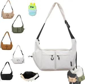 Dallaswind Large Capacity Messenger Canvas Bag, Couples Waterproof Casual Simple Shoulder Bag with Multiple Pockets