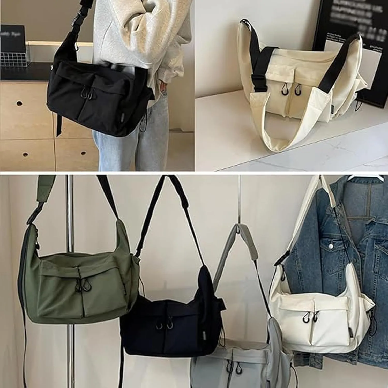 Dallaswind Large Capacity Messenger Canvas Bag, Dallaswind Large Crossbody Bag Shoulder Purse, Large Shoulder Travel Tote Bag