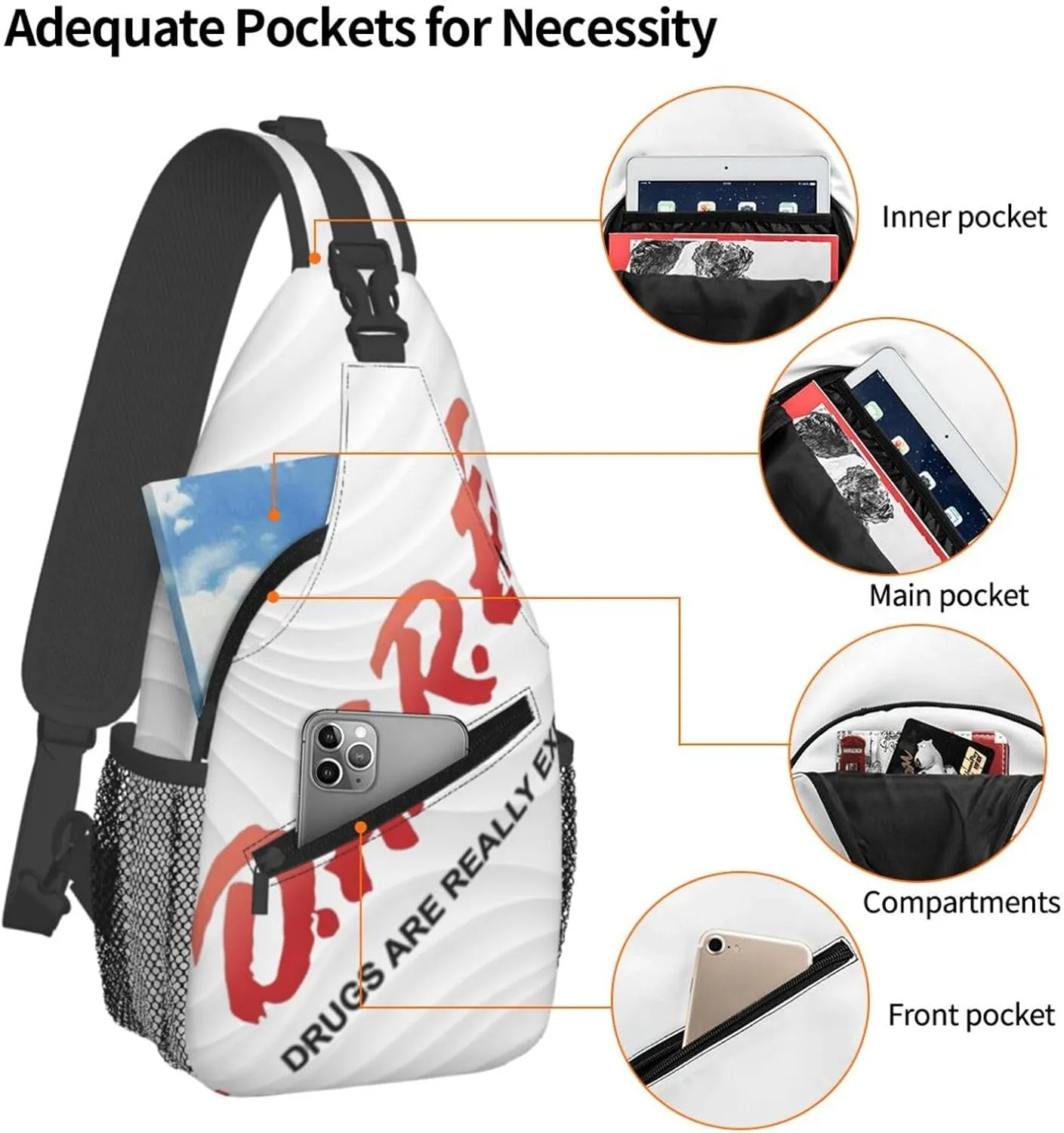 D.A.R.E. Drugs Are Really Expensive Small Crossbody Backpack Sling Bag For Men Women Mini One Shoulder Chest Bags Gym Sport Travel Hiking Daypack