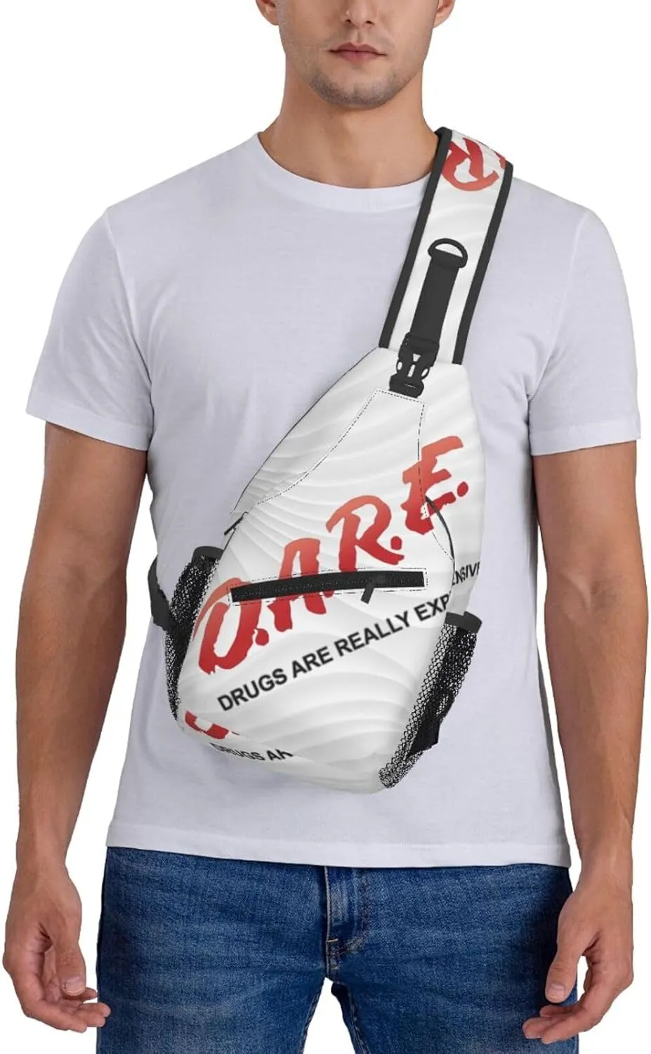 D.A.R.E. Drugs Are Really Expensive Small Crossbody Backpack Sling Bag For Men Women Mini One Shoulder Chest Bags Gym Sport Travel Hiking Daypack