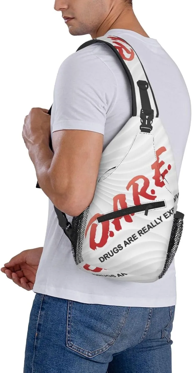 D.A.R.E. Drugs Are Really Expensive Small Crossbody Backpack Sling Bag For Men Women Mini One Shoulder Chest Bags Gym Sport Travel Hiking Daypack