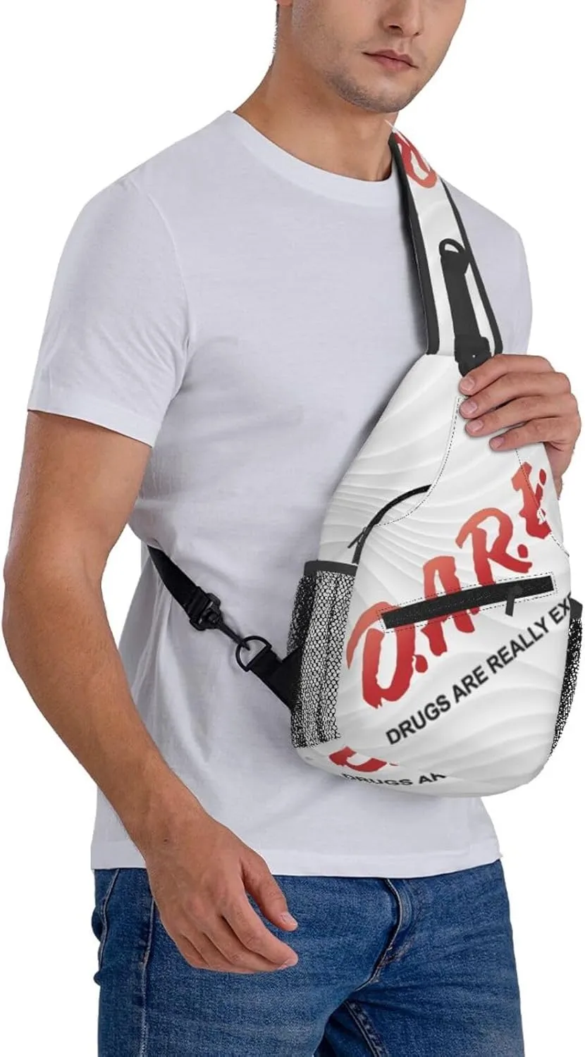 D.A.R.E. Drugs Are Really Expensive Small Crossbody Backpack Sling Bag For Men Women Mini One Shoulder Chest Bags Gym Sport Travel Hiking Daypack