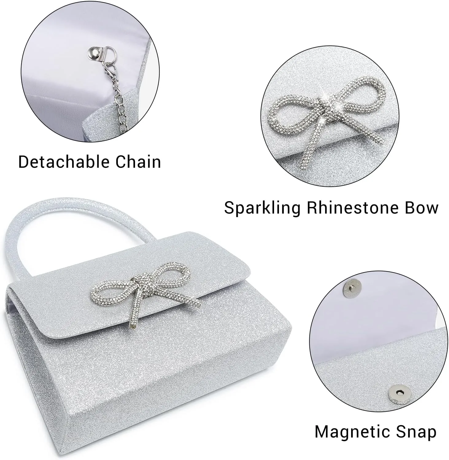 Dasein Women's Evening Bag Party Clutches Wedding Purses Cocktail Prom Handbags with Frosted Glittering