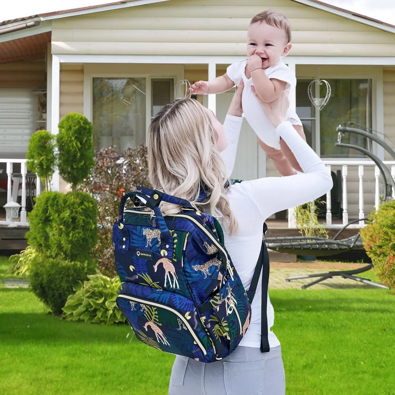 Diaper Bag Backpack, Animal Print Travel Nappy Bag with USB Charging Port Stroller Straps and Insulated Pocket For Women/Mum (Animal Print Pattern)