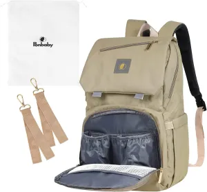 Diaper Bag Backpack – Large Capacity Baby Bag from Japan, USB Charging Port, Waterproof, Travel Nappy Changing Backpack for Moms & Dads, Sand Beige Model