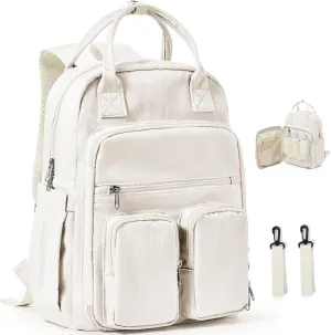 Diaper Bags Backpack for Mom Dad Baby Care Bag Maternity Nappy Bags for Boys Girls Small Beige Pañaleras para bebe Baby Changing Bag Large Capacity Waterproof Multifunction Travel Backpack