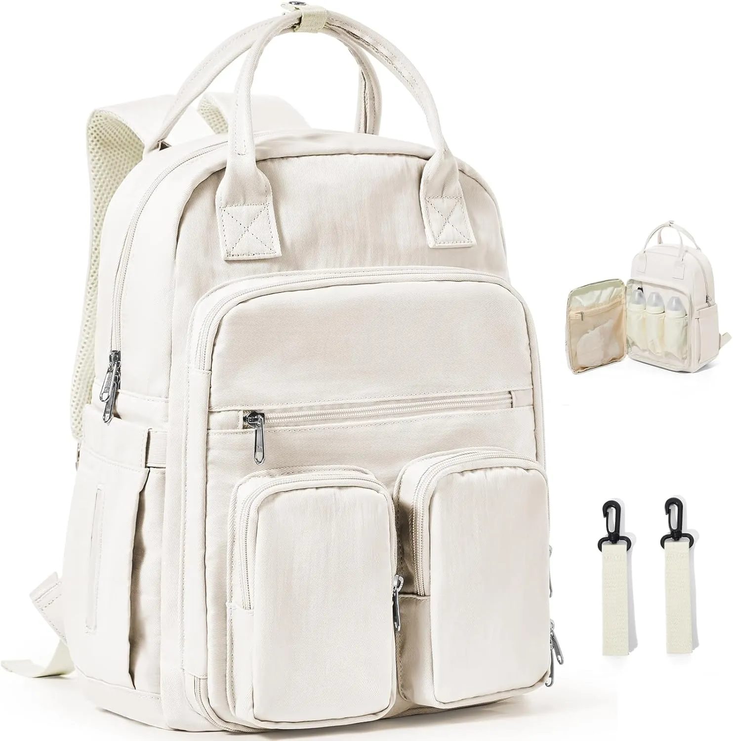 Diaper Bags Backpack for Mom Dad Baby Care Bag Maternity Nappy Bags for Boys Girls Small Beige Pañaleras para bebe Baby Changing Bag Large Capacity Waterproof Multifunction Travel Backpack