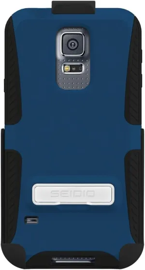 DILEX Case with Metal Kickstand and Holster Combo for Samsung Galaxy S5 - Retail Packaging - Royal Blue