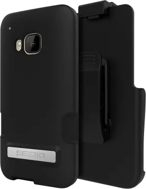 Dilex Pro Case with metal Kickstand and Holster Combo for HTC One M9 - Retail Packaging - Black