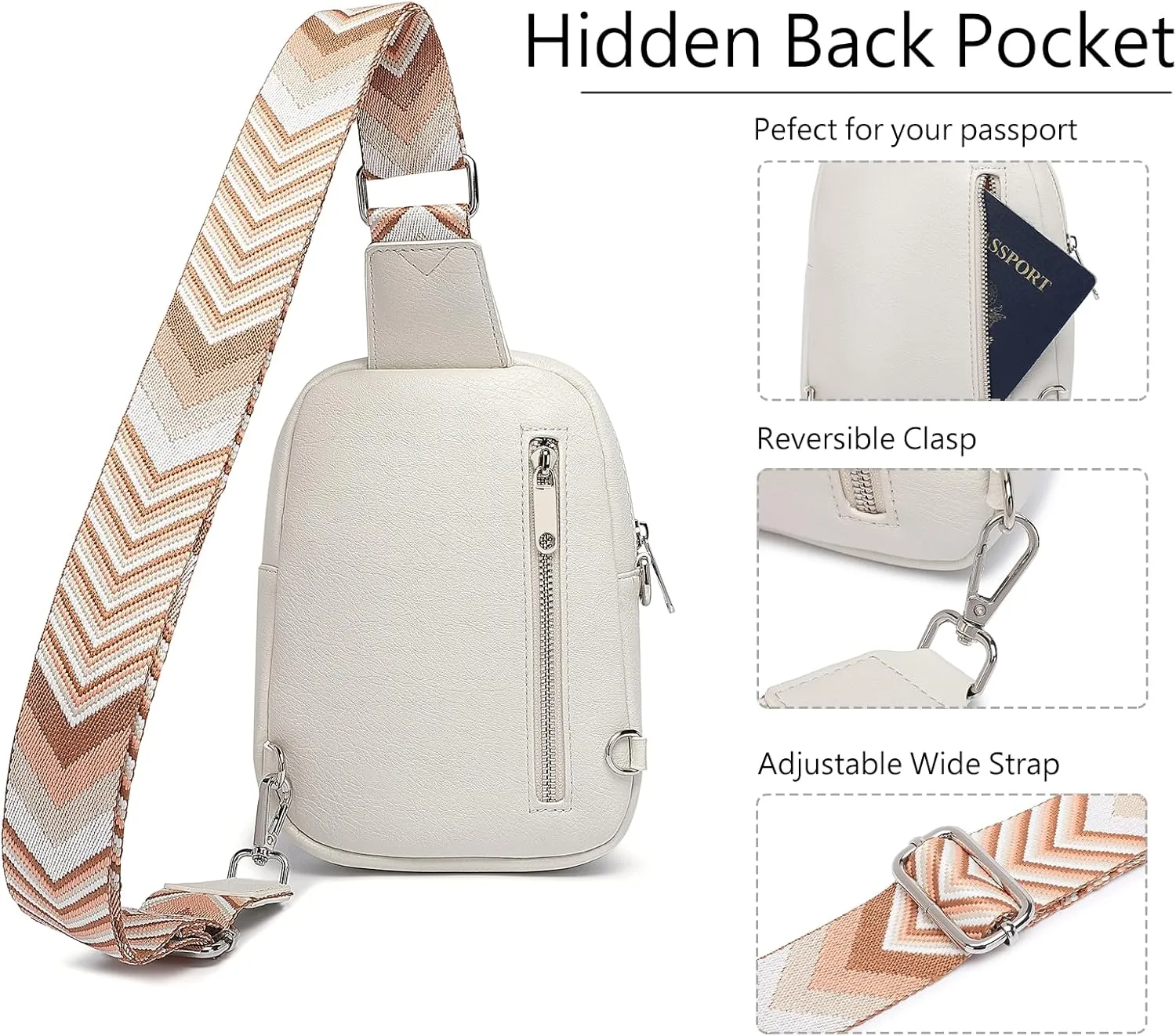 DIOMO Anti Theft Crossbody Bags for Women with Zipper Lock, RFID Small Sling Bag, Vegan Leather Safe Mini Travel Purse (Small-Beige)