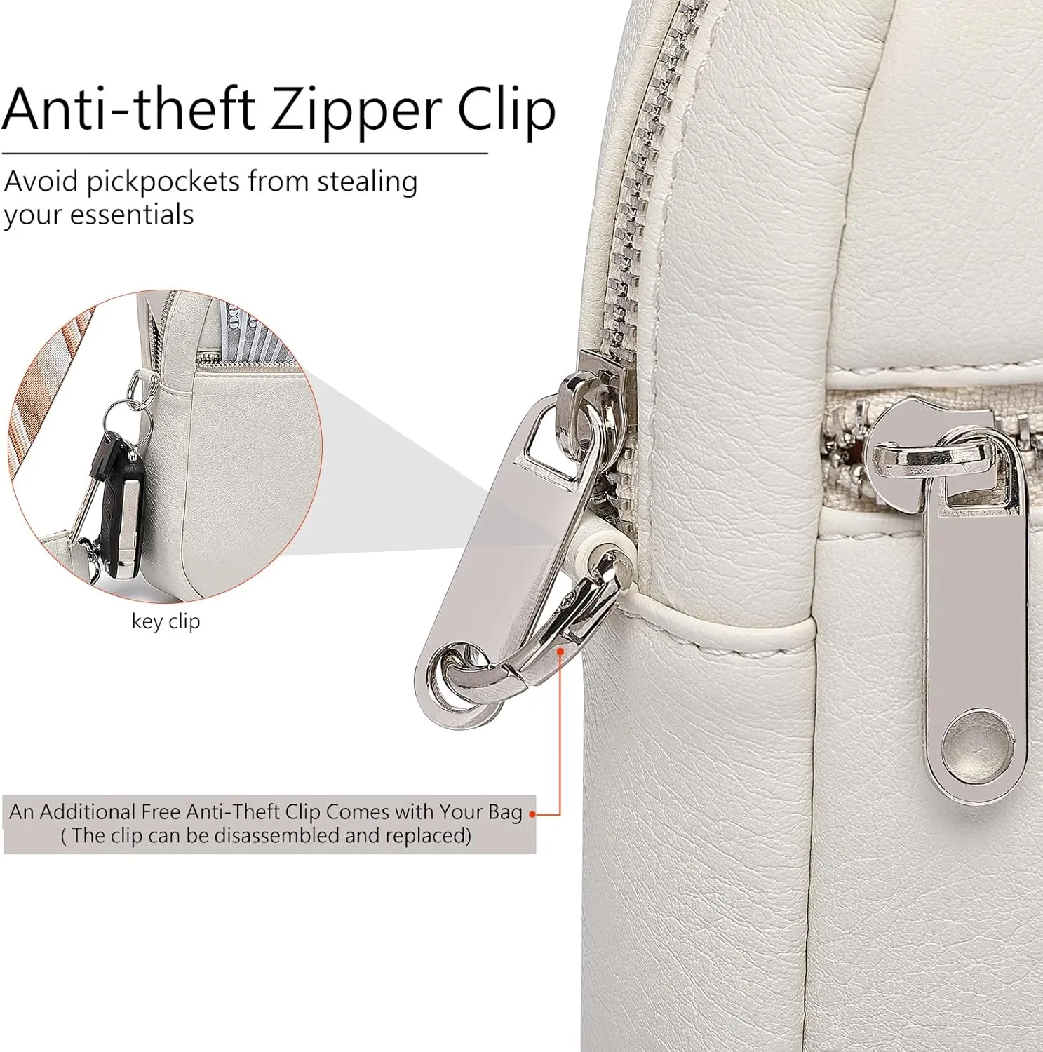 DIOMO Anti Theft Crossbody Bags for Women with Zipper Lock, RFID Small Sling Bag, Vegan Leather Safe Mini Travel Purse (Small-Beige)