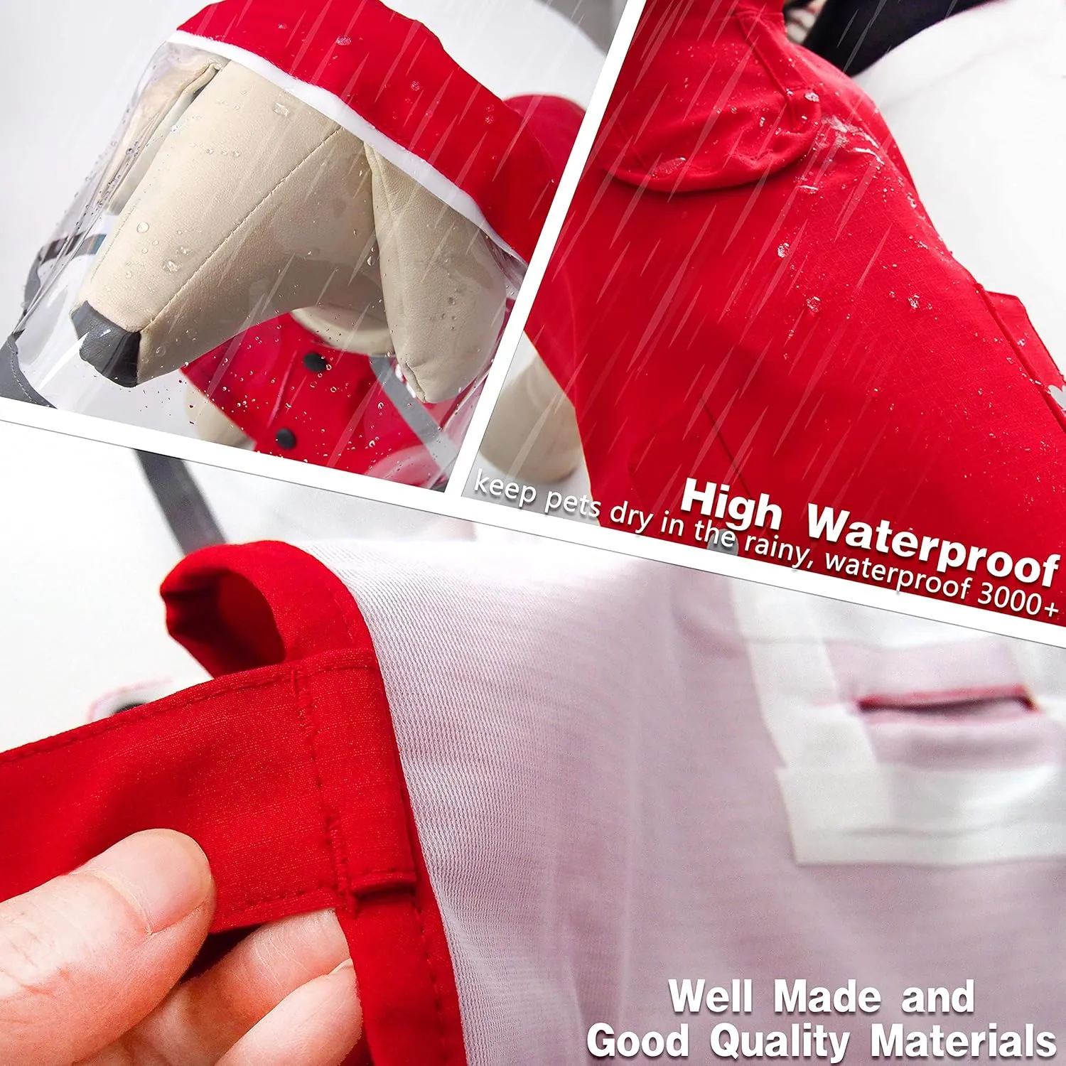 Dog Raincoat,Waterproof Rain Poncho with Hoodie, High Reflective Adjustable Pet Rain Jacket with Leash Hole for Small Medium and Large Dogs (Red, XX-Large)