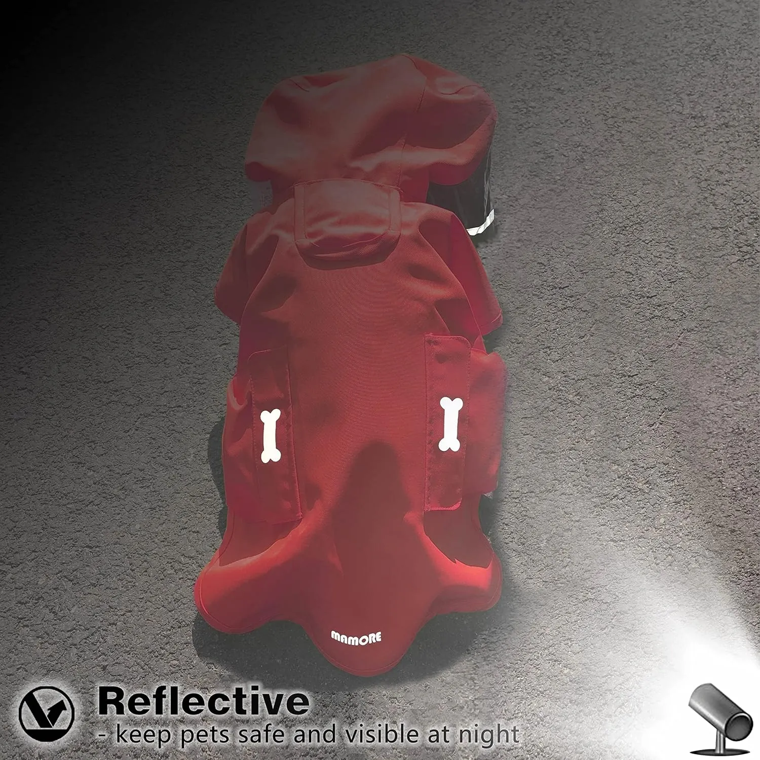 Dog Raincoat,Waterproof Rain Poncho with Hoodie, High Reflective Adjustable Pet Rain Jacket with Leash Hole for Small Medium and Large Dogs (Red, XX-Large)
