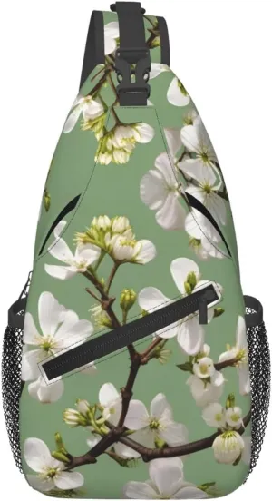 Dogwood Blossoms Print Sling Bag Crossbody Travel Hiking Chest Backpack Shoulder Daypack For Women Men