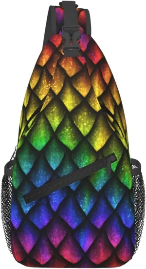 Dragon Scale Sling Bag For Women Men Fashion Animals Skin Backpack Crossbody Shoulder Bag Sling Backpack Chest Bag Travel Hiking Casual Sport Daypack