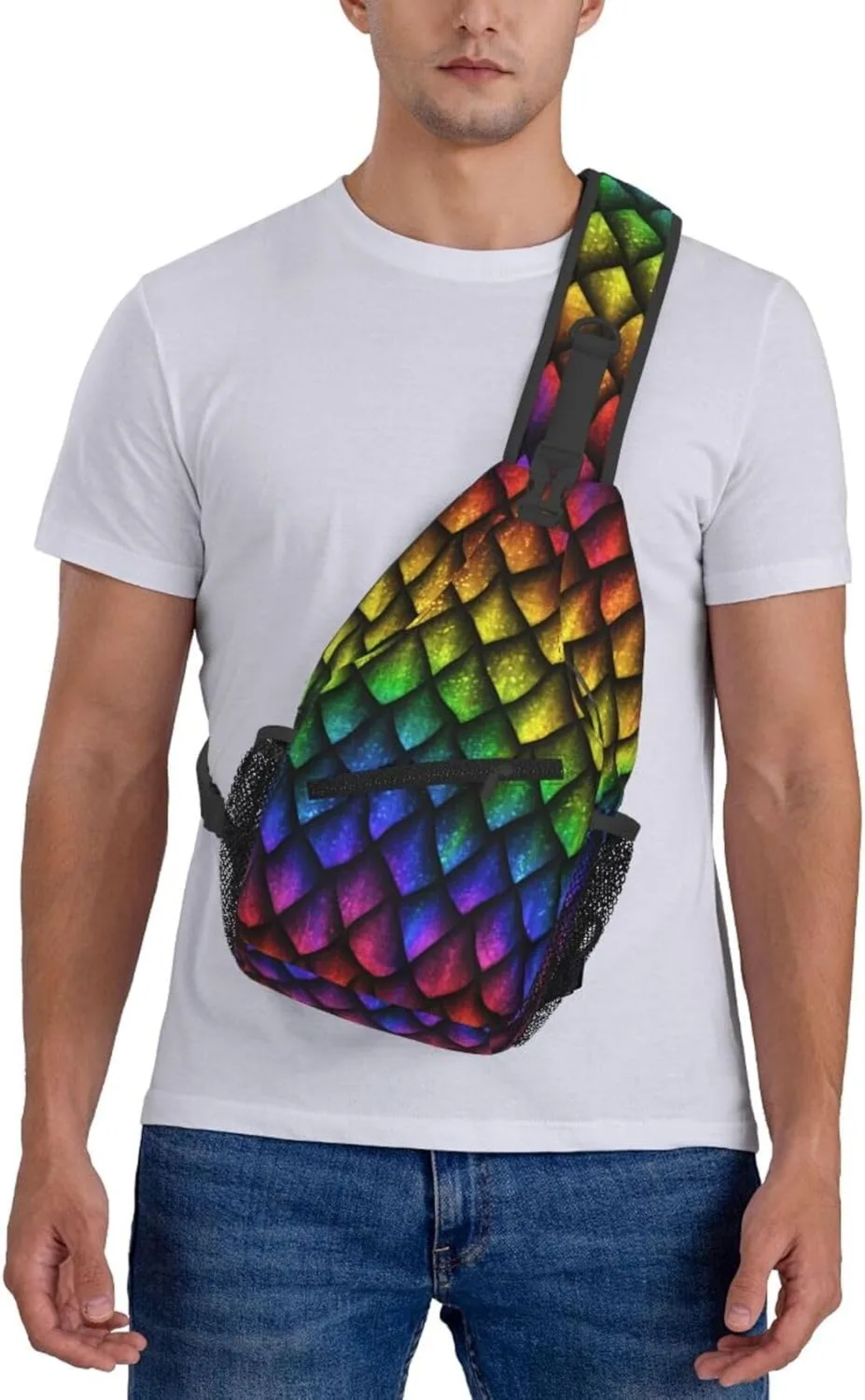 Dragon Scale Sling Bag For Women Men Fashion Animals Skin Backpack Crossbody Shoulder Bag Sling Backpack Chest Bag Travel Hiking Casual Sport Daypack