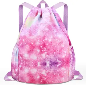 Drawstring Backpack for Kids - Girls Dance Bag,Sport Gym Beach Swim Travel Daypack