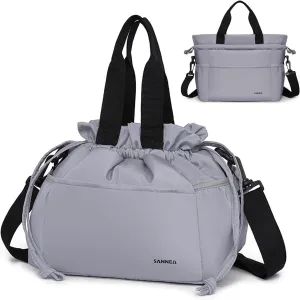 Drawstring Lunch Bag for Women Insulated Lunch Bag for Work Reusable Large Cinch Closure Picnic Cooler Tote Bags (Gray)