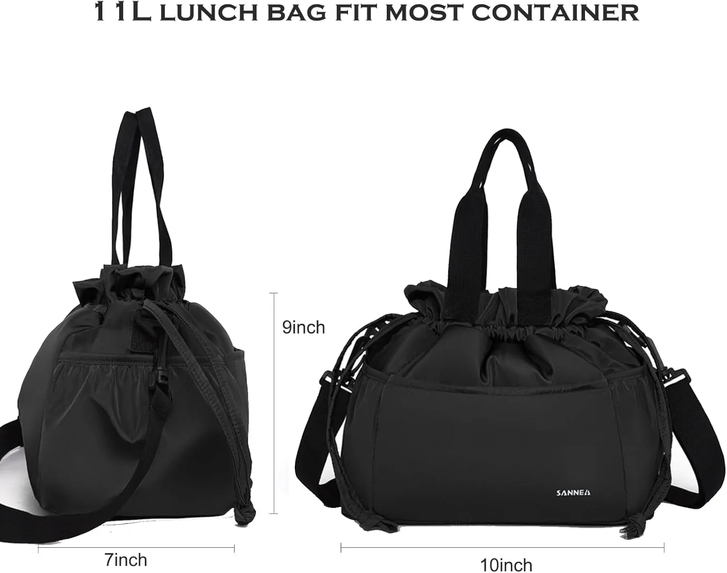 Drawstring Lunch Bag for Women Insulated Lunch Bag for Work Reusable Large Cinch Closure Picnic Cooler Tote Bags (Gray)
