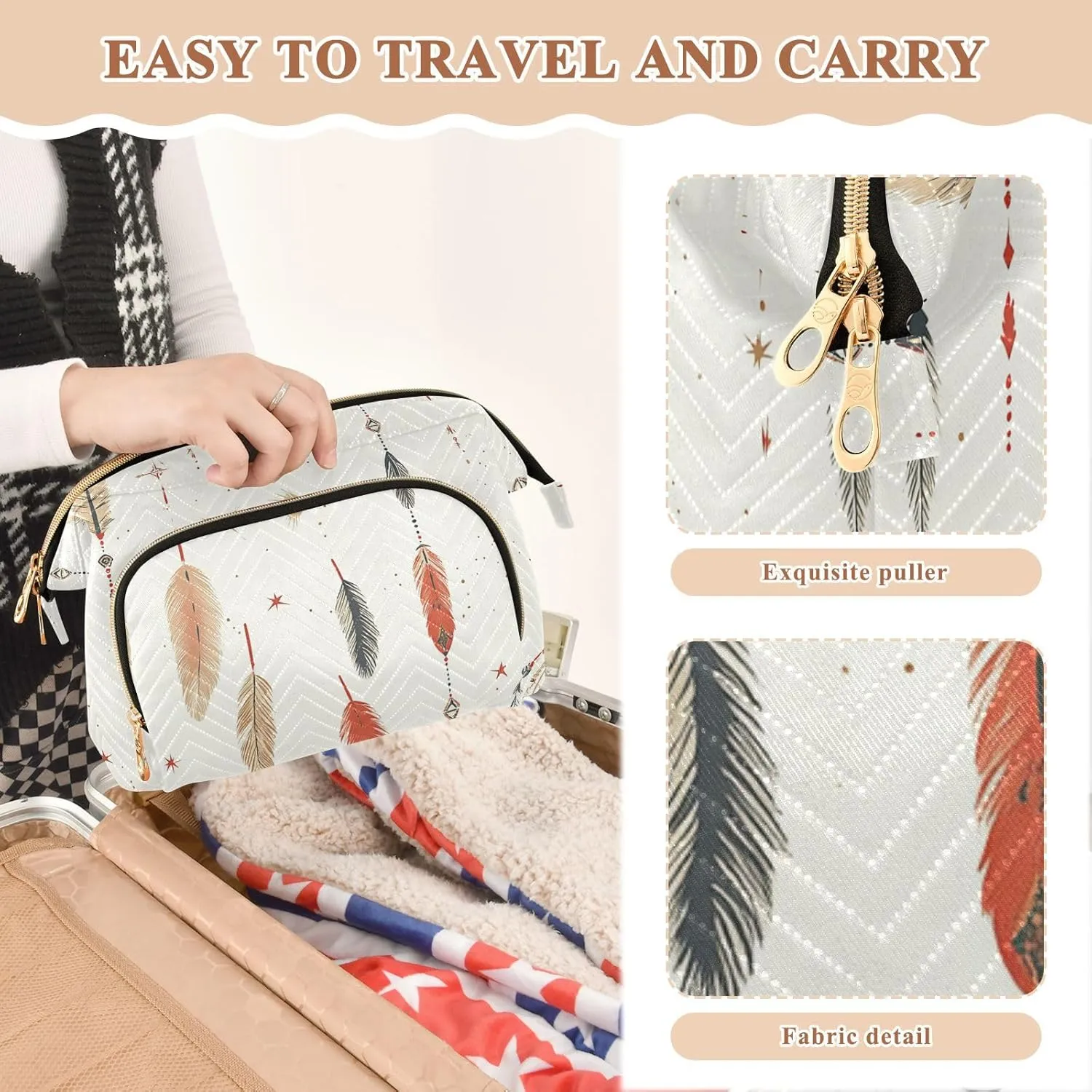 Dream Catcher Boho Makeup Bag Zipper Makeup Bags For Women Women's Coin Change Purse for Makeup Brushes