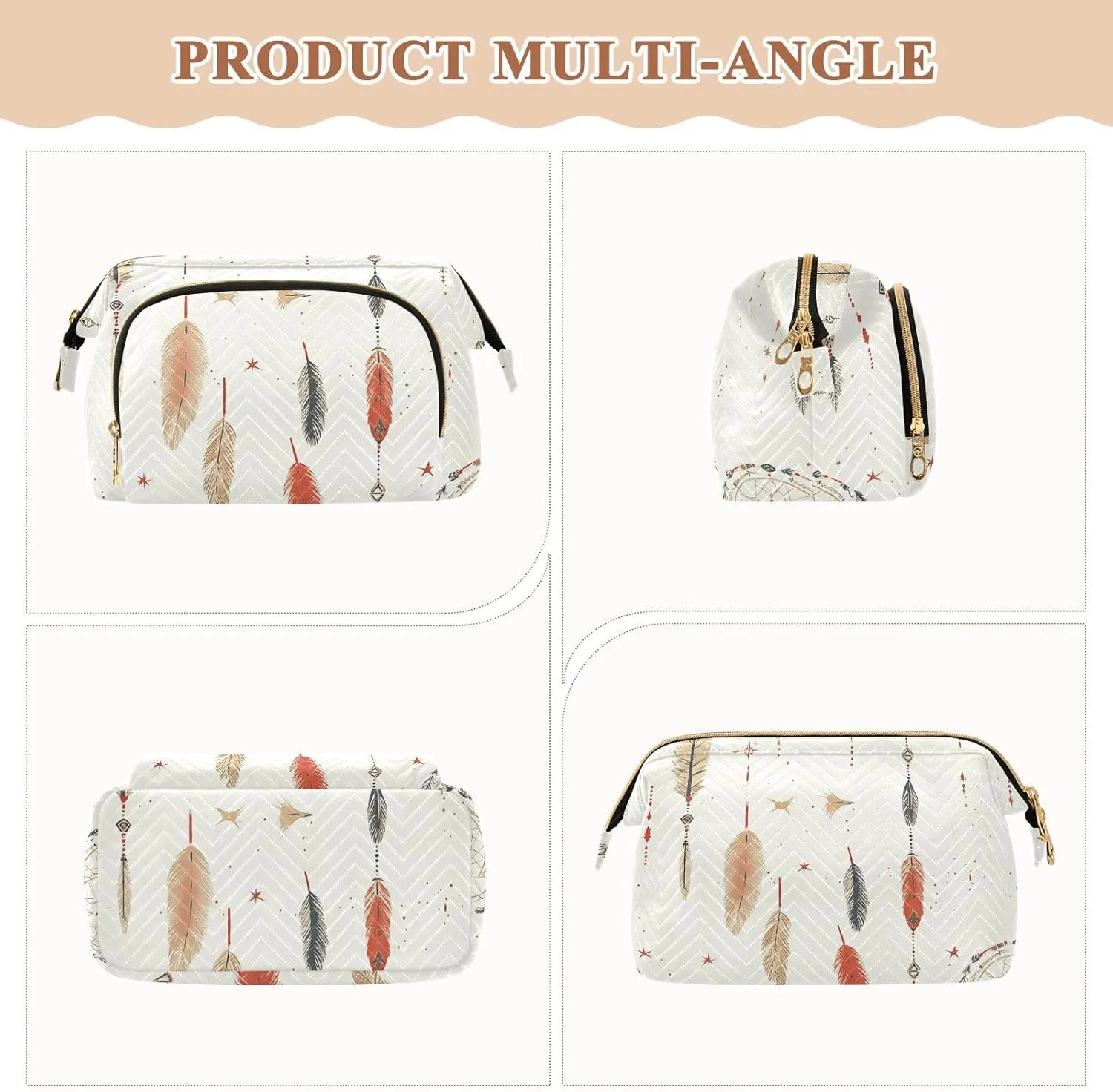 Dream Catcher Boho Makeup Bag Zipper Makeup Bags For Women Women's Coin Change Purse for Makeup Brushes