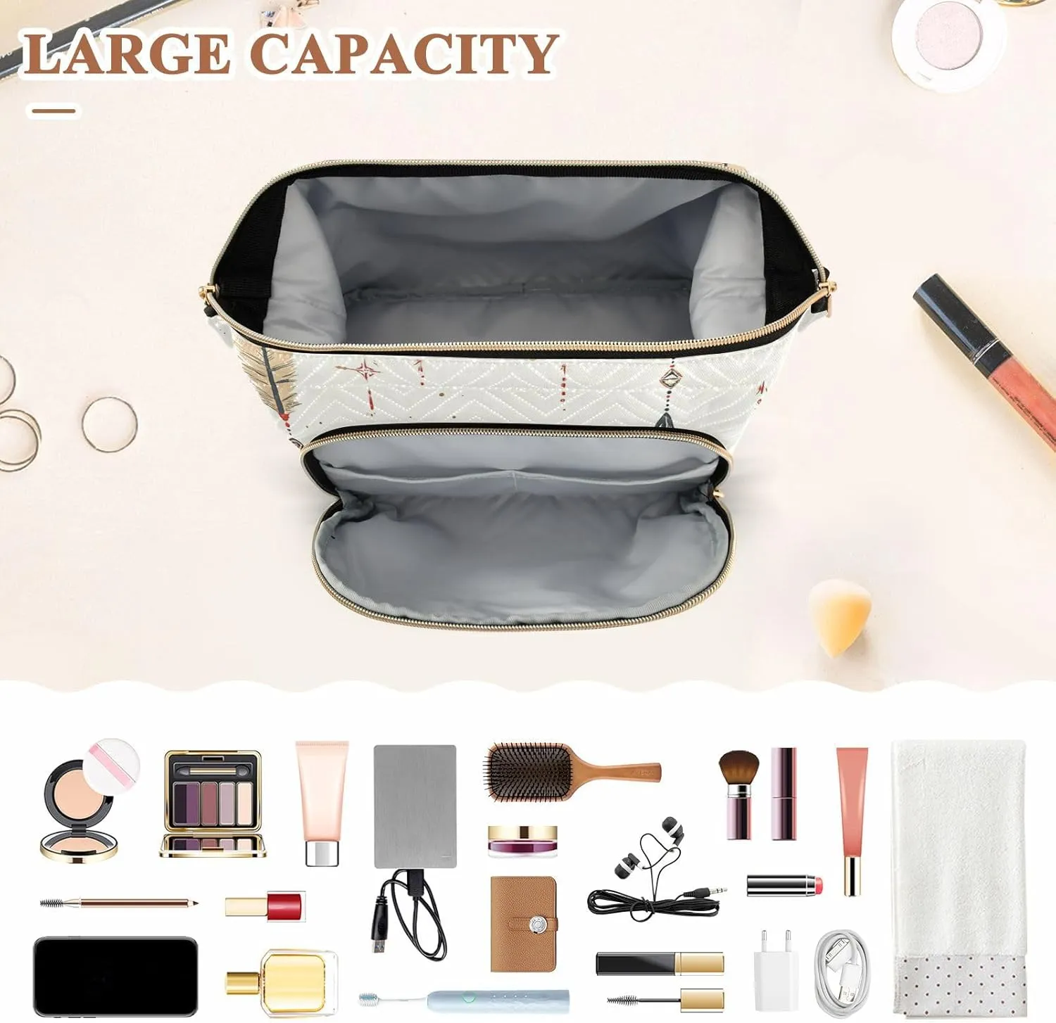 Dream Catcher Boho Makeup Bag Zipper Makeup Bags For Women Women's Coin Change Purse for Makeup Brushes