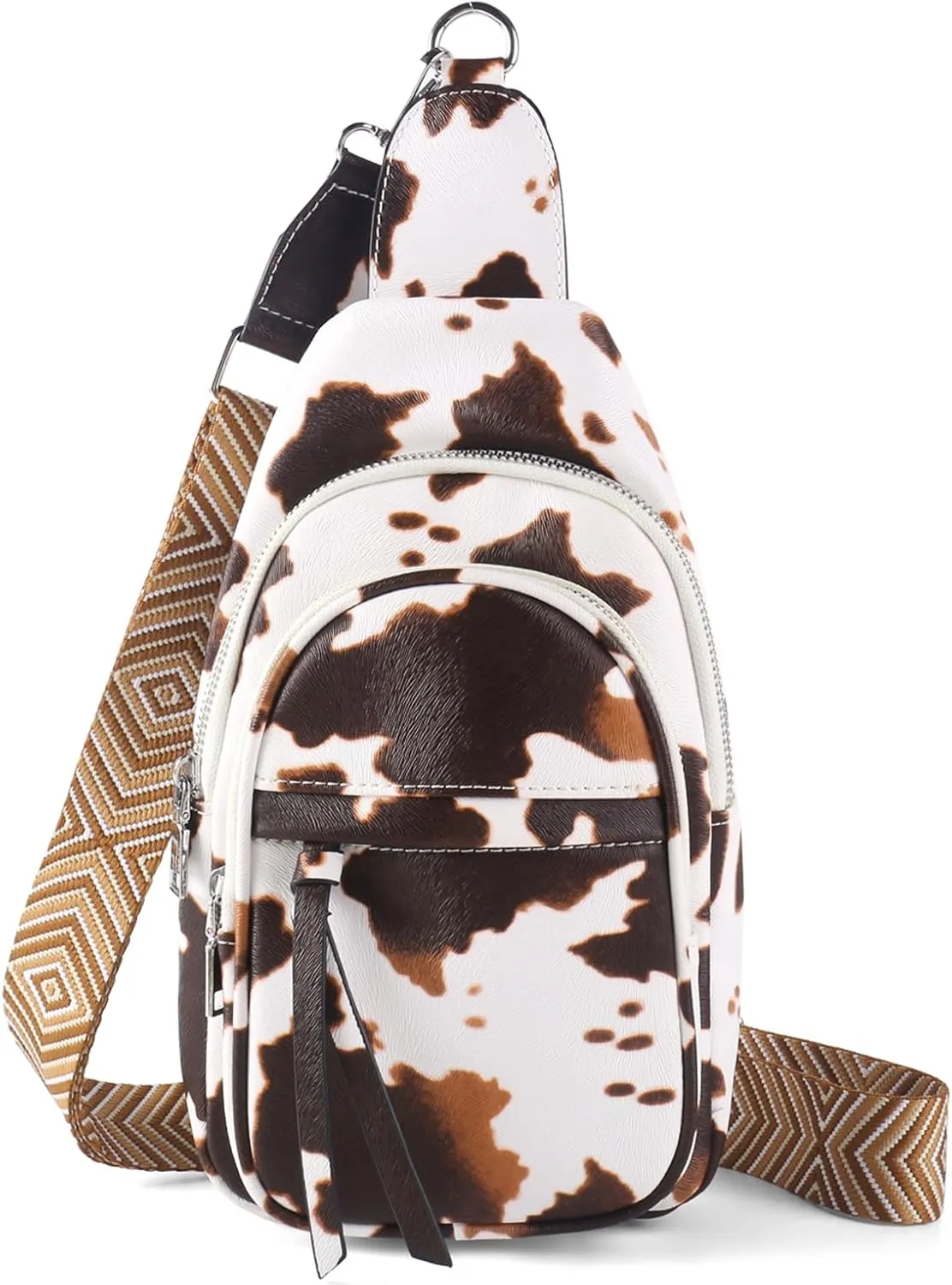 DRIITKO Sling Crossbody Bag for Women Fanny Packs Leather Sling Chest Bag With Guitar Strap
