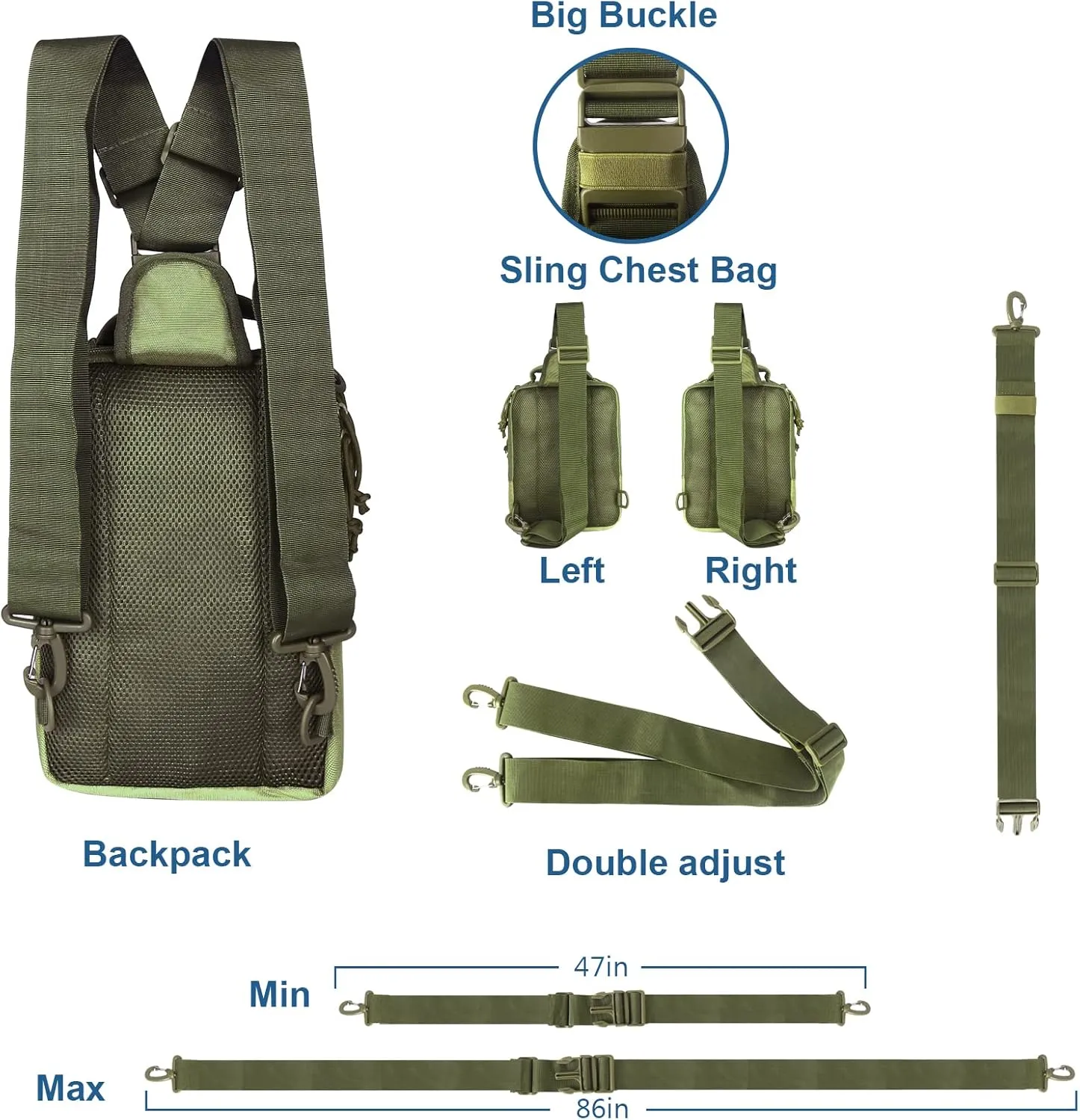Dual Pistol Holster Chest Bag Concealed Carry Sling Crossbody Tactical Gun Convertible Backpack Shooting Hunting
