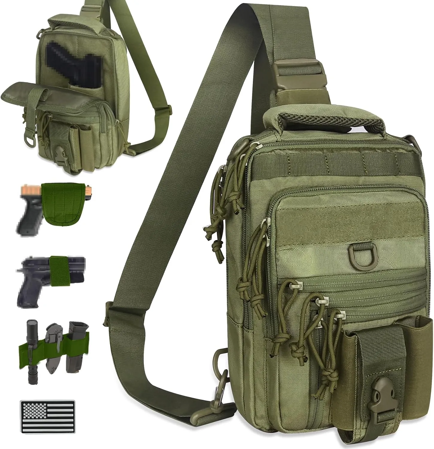Dual Pistol Holster Chest Bag Concealed Carry Sling Crossbody Tactical Gun Convertible Backpack Shooting Hunting
