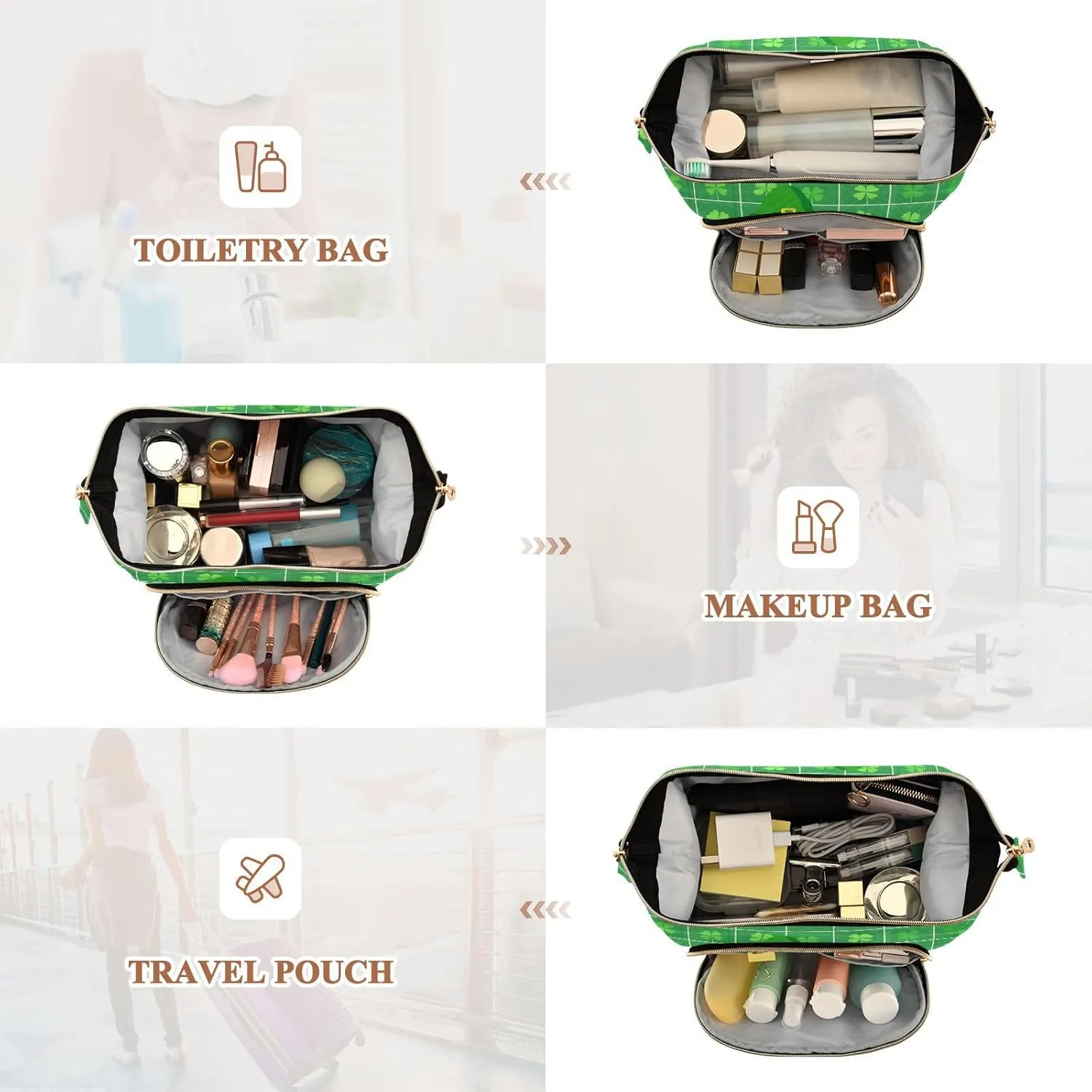 Dwarf and Clover Green Cosmetics Bag Lightweight Medicine Bag Change Purse for Travel Kit