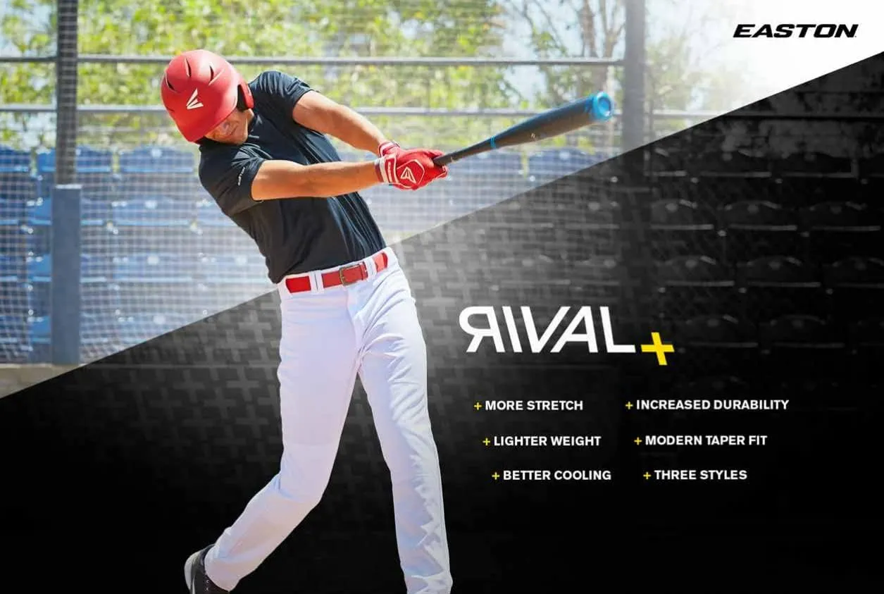Easton Men's Rival  Baseball Pants | Full Length Semi-Relaxed Fit | Adult Sizes | Piped | Multiple Colors