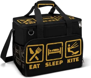 Eat Sleep Kite Repeat Portable Cooler Bag Lunch Box Container Crossbody Insulated Tote Bag for Work Camping Outdoor
