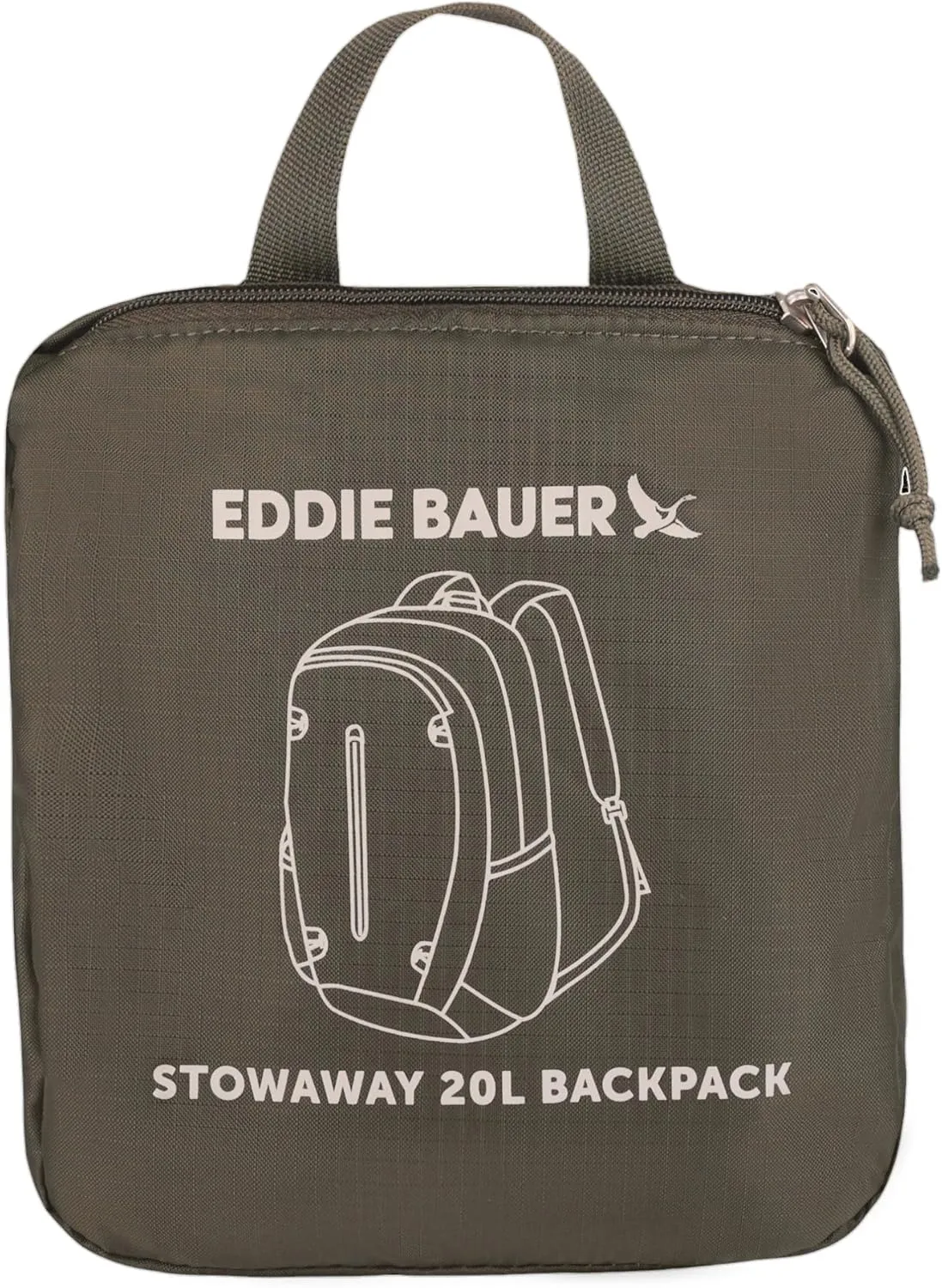 Eddie Bauer Stowaway Packable Backpack-Made from Ripstop Polyester, Dark Forest, 20L