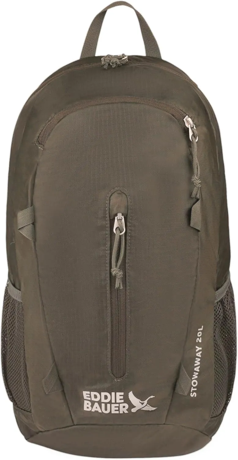 Eddie Bauer Stowaway Packable Backpack-Made from Ripstop Polyester, Dark Forest, 20L