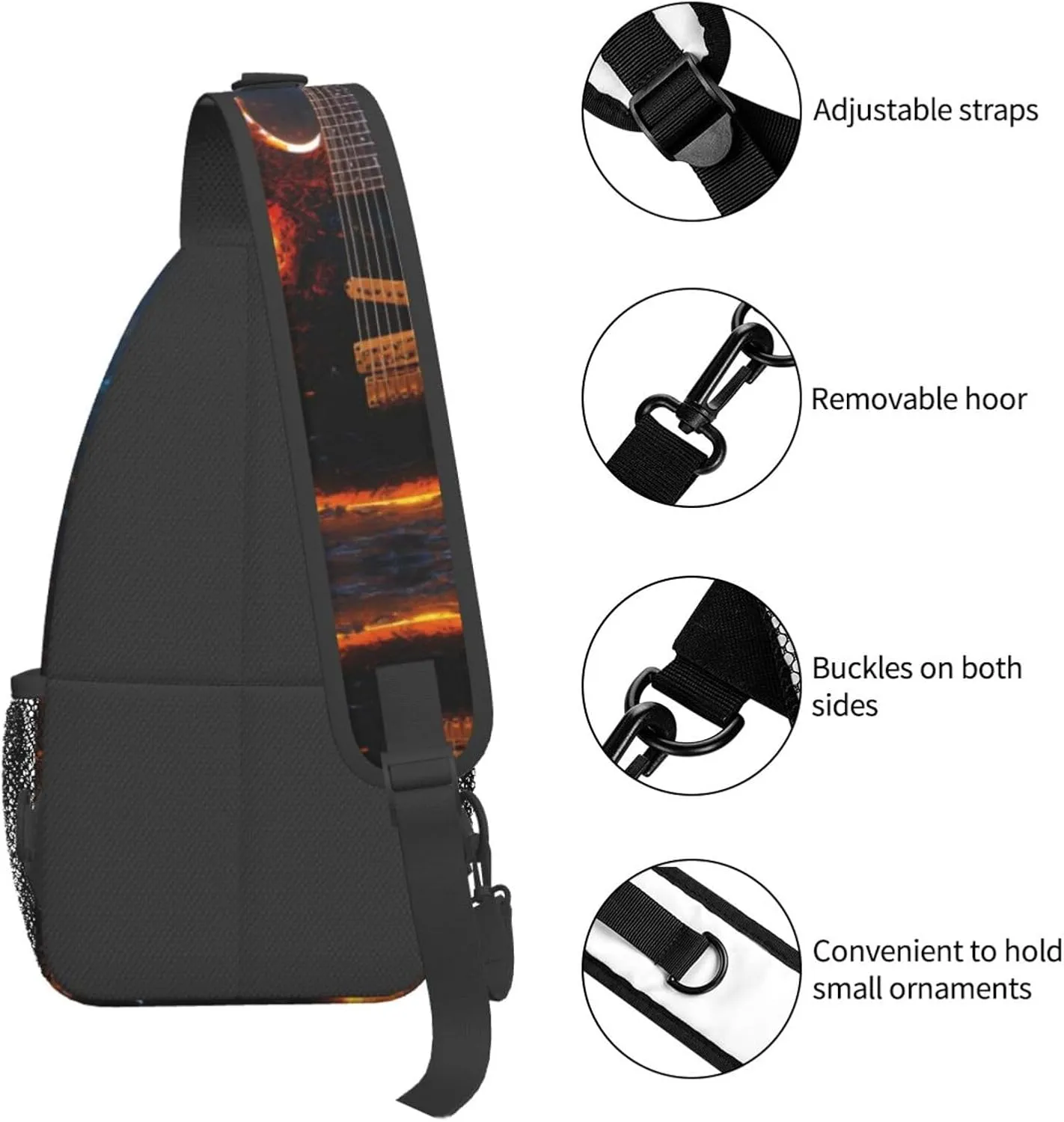 Electric Guitar Print Lightweight Sling Small Shoulder Bag - Chic Cross Chest Bag With Adjustable Strap