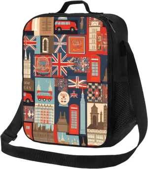 England Symbols Lunch Bag for Men Women Insulated Lunch Box for Adult Reusable Lunch Tote Bags Large Capacity Lunch Case Leakproof Cooler Lunch Container for Work Travel Office