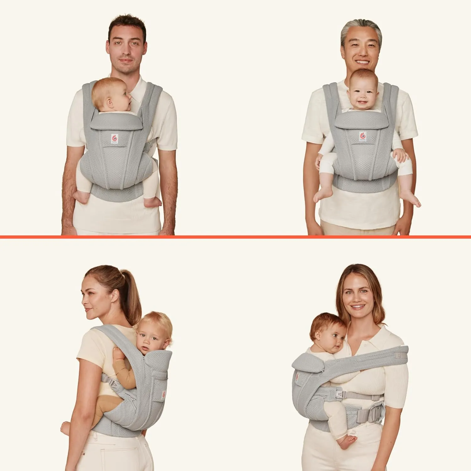 Ergobaby Omni Deluxe All Carry Positions Breathable Mesh Baby Carrier with Enhanced Lumbar Support & Airflow, Newborn to Toddler, (Holds 7-45 lbs), Natural Beige