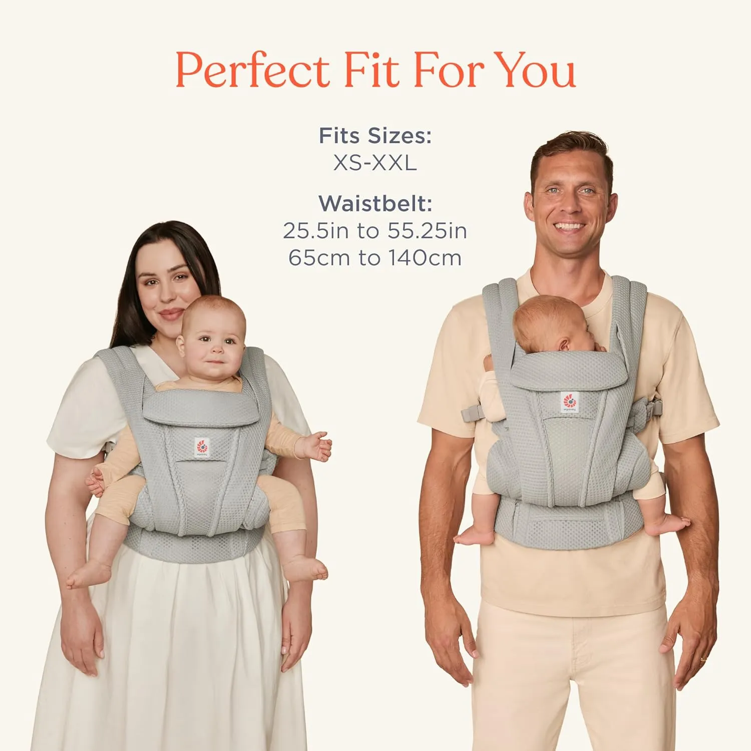 Ergobaby Omni Deluxe All Carry Positions Breathable Mesh Baby Carrier with Enhanced Lumbar Support & Airflow, Newborn to Toddler, (Holds 7-45 lbs), Natural Beige