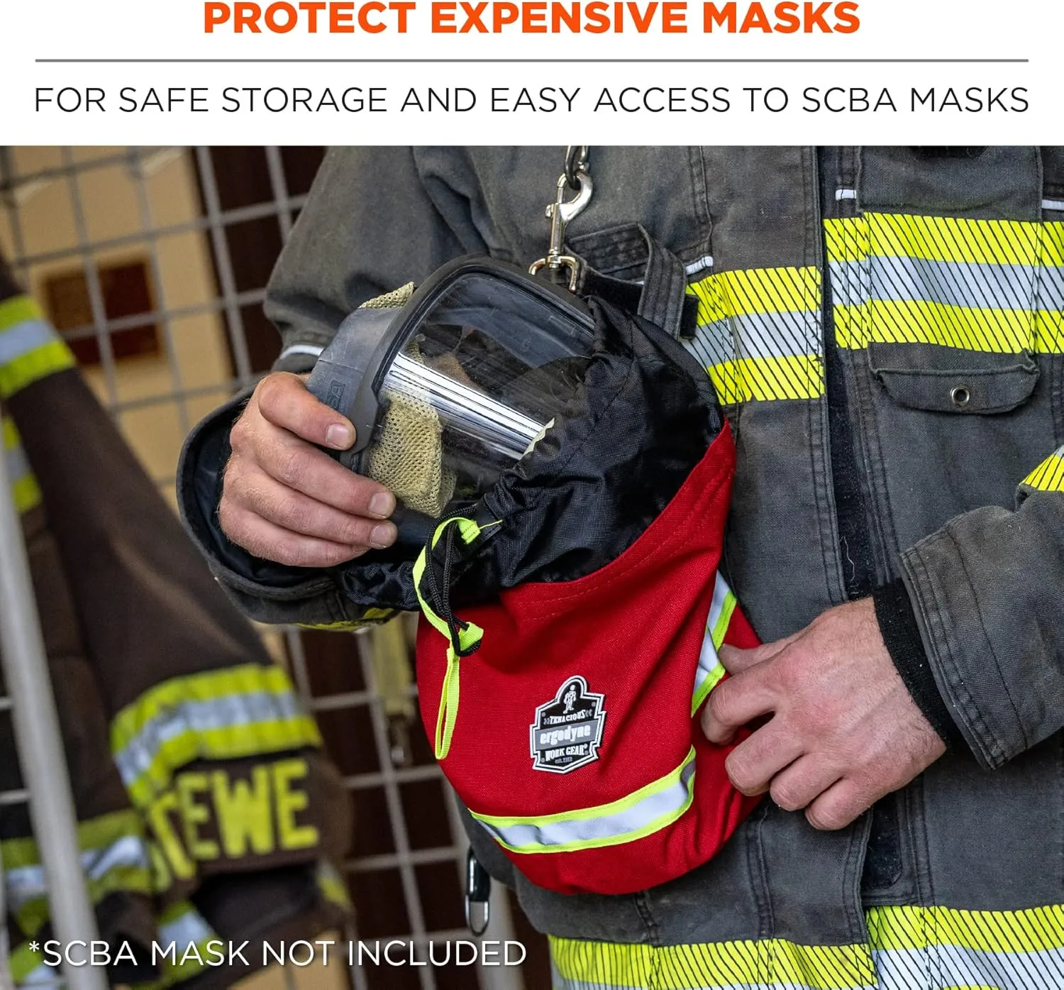 Ergodyne - 13081 Arsenal 5080L Fireman's SCBA Respirator Firefighter Mask Bag for air pack with Fleece Lining Red