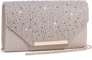 Evening Bag for Women Glitter Rhinestone Wedding Evening Purse Crystal Envelope Clutch Crossbody Shoulder Bags