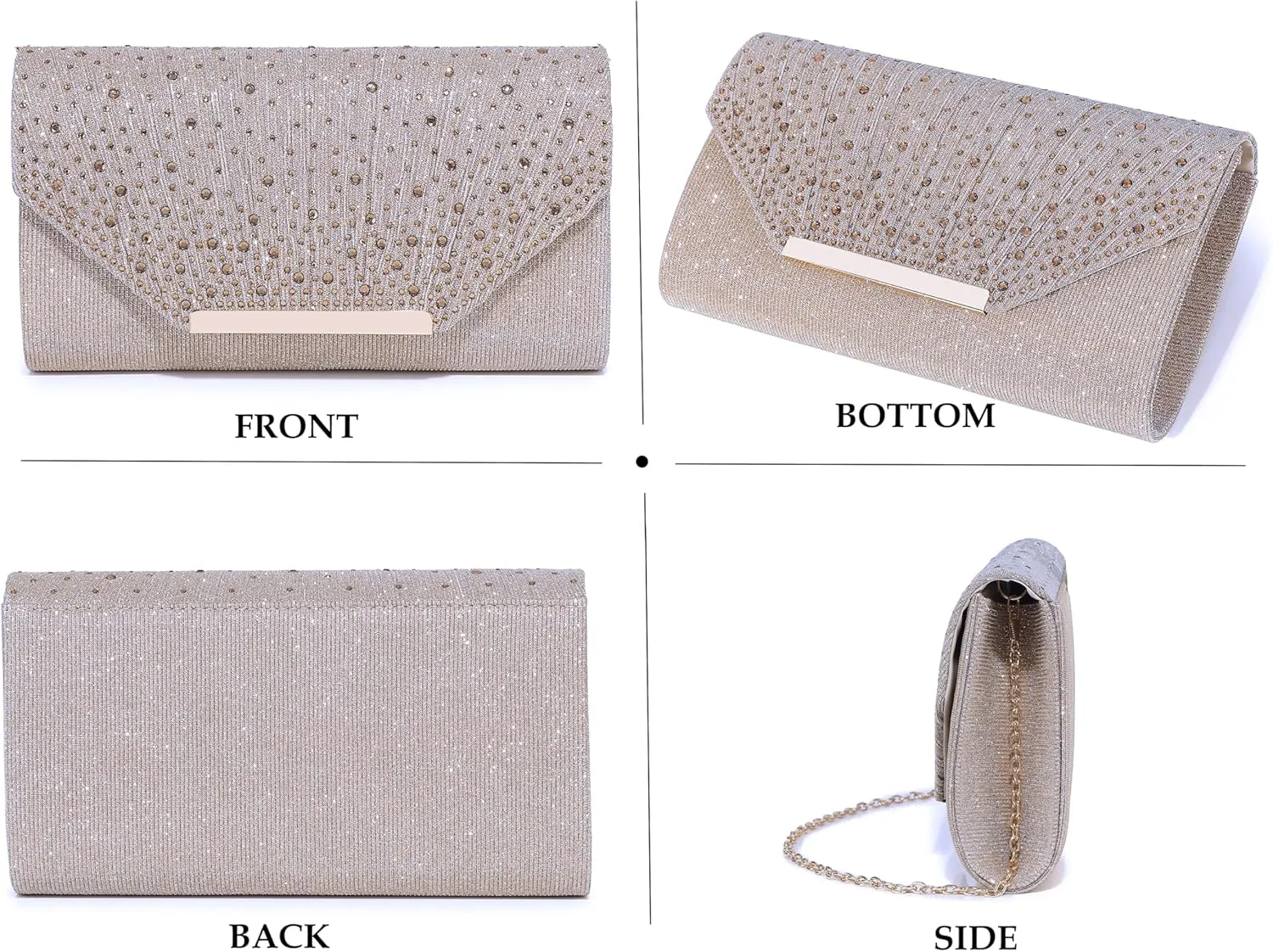 Evening Bag for Women Glitter Rhinestone Wedding Evening Purse Crystal Envelope Clutch Crossbody Shoulder Bags