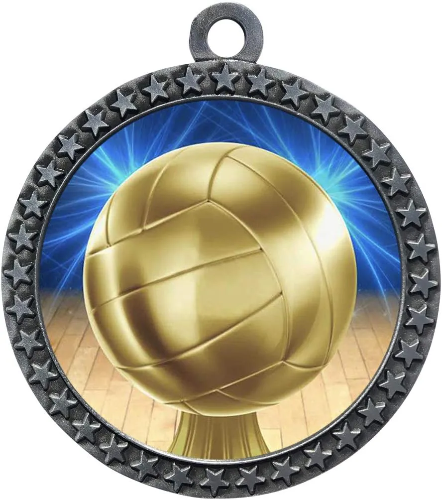 Express Medals Various 10 Pack Styles of Volleyball Award Medals with Neck Ribbons Trophy Award Prize Gift