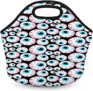 Eyeballs Horror Neoprene Lunch Bag Soft Washable Lunch Box Reusable Insulated Lunch Bag Lightweight Meal Prep Bags for Office Work Picnic Beach